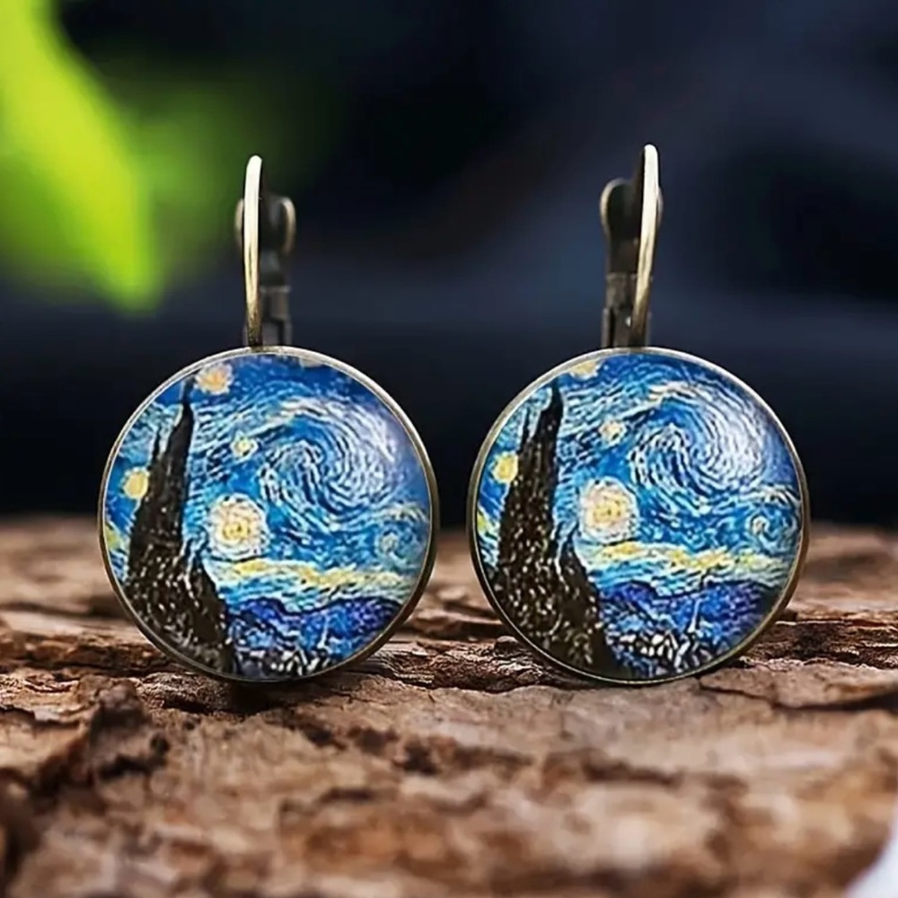 Starry sky earrings copper